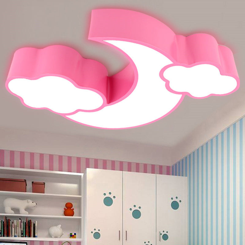 Acrylic Cloud And Moon Nursery Ceiling Light Fixture For Kindergarten Nursing Room Pink / 26 Third
