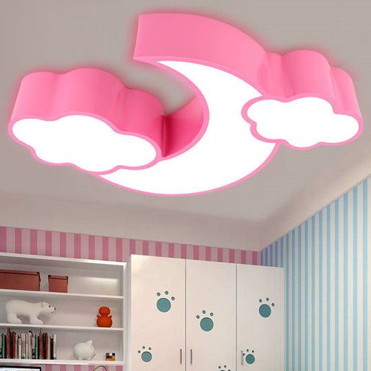 Acrylic Cloud And Moon Nursery Ceiling Light Fixture For Kindergarten Nursing Room Pink / 26’