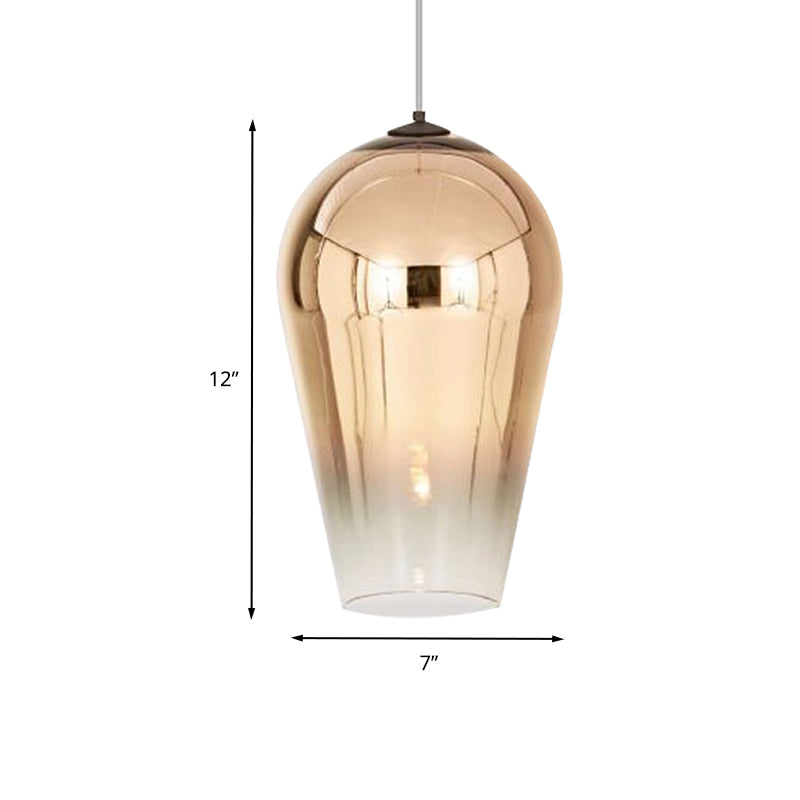 7/8’ Wide Cannon Pendant Light - Modern Glass 1 Chrome/Gold/Rose Gold Hanging Fixture