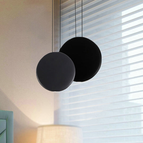 Modern Black And White Pendant Lights With Round Resin Shade 2 / Black-White Warm