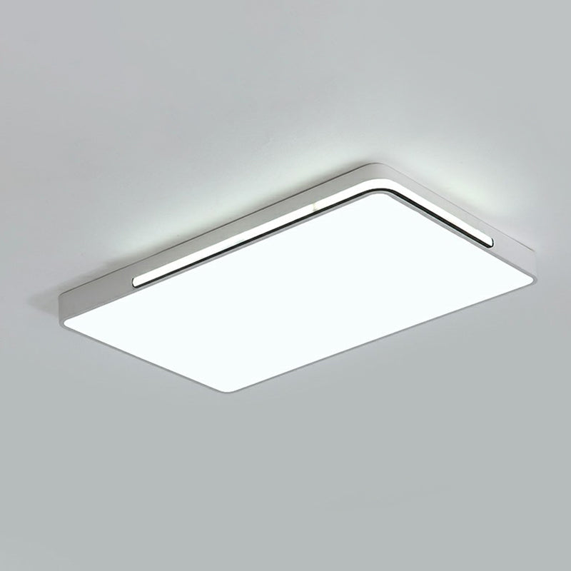 Geometric Led Ceiling Light In White - Nordic Metal Flush Fixture For Living Room