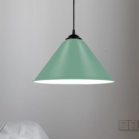 Modern Metal Cone Hanging Light - 1 Pink/Yellow/Green Pendant 12/14/16 Diameter