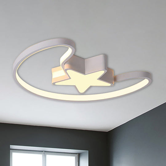 Modern Acrylic Moon And Star Ceiling Light - Stylish Living Room Flush Mount White