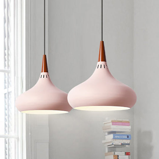 8/11/12W Teardrop Pendant Light Nordic Metal Black/White/Pink Hanging
