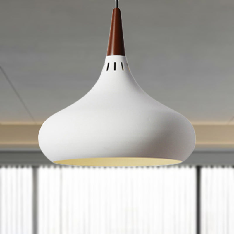 8/11/12W Teardrop Pendant Light Nordic Metal Black/White/Pink Hanging White / 8