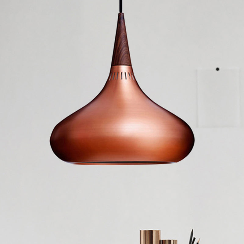 8/11/12W Teardrop Pendant Light Nordic Metal Black/White/Pink Hanging Gold / 8