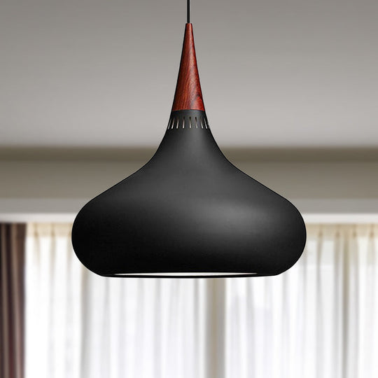 8/11/12W Teardrop Pendant Light Nordic Metal Black/White/Pink Hanging