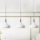 8/11/12W Teardrop Pendant Light Nordic Metal Black/White/Pink Hanging