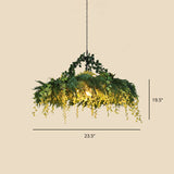 Modern Industrial Hanging Metal Chandelier For Restaurants - Artificial Botanic Led Light Fixture