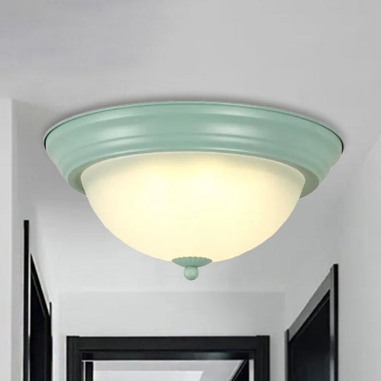 Flush Mount Milk Glass Macaron Loft Ceiling Light For Hallway Bathrooms Green / 13