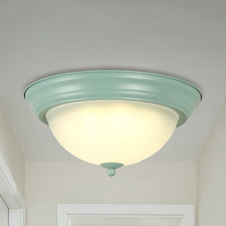 Flush Mount Milk Glass Macaron Loft Ceiling Light For Hallway Bathrooms