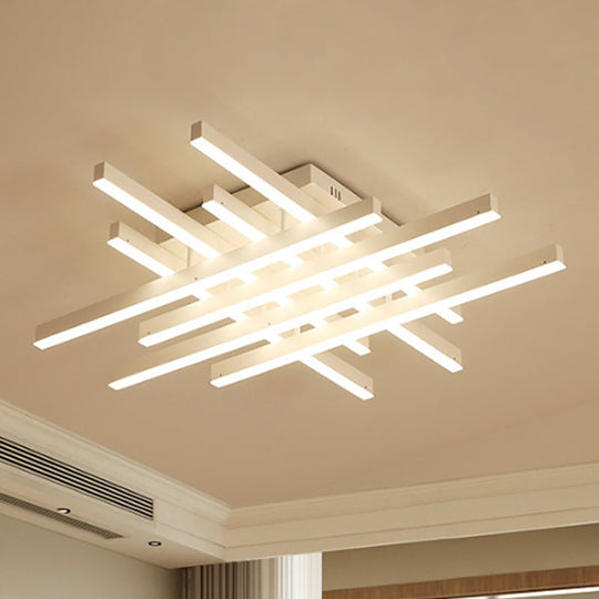 Modern Led Flushmount Lighting For Living Room - 31’/39’ Wide Traverse Acrylic Shade Lamp In