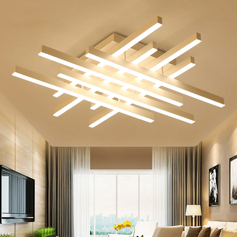 Modern Led Flushmount Lighting For Living Room - 31’/39’ Wide Traverse Acrylic Shade Lamp In
