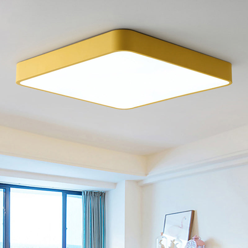 Modern Metal Flush Mount Ceiling Lamp - 16’/19.5’/23.5’ Wide Square Led Yellow/Green White/Warm