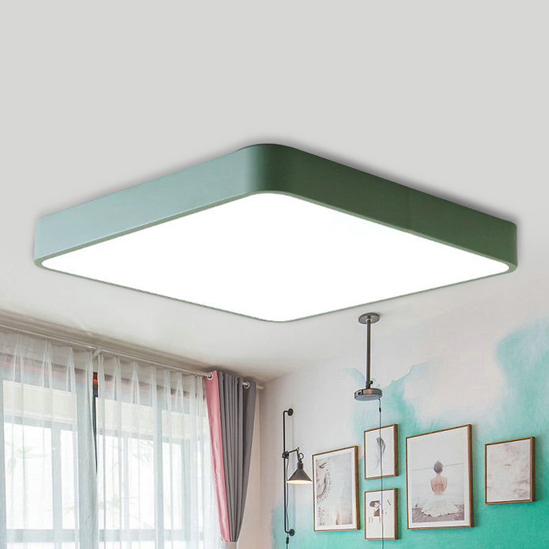 Modern Metal Flush Mount Ceiling Lamp - 16’/19.5’/23.5’ Wide Square Led Yellow/Green