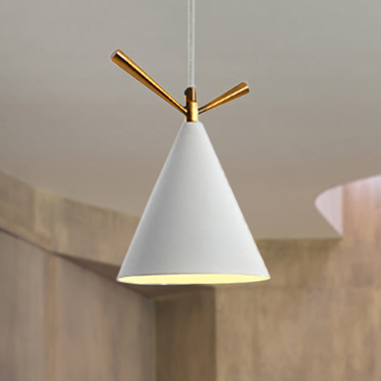 Nordic Style Cone Pendant Light - Metal Hanging Lamp For Restaurant & Coffee Shop White