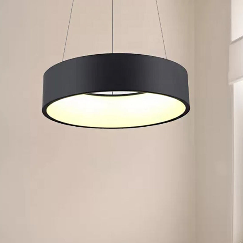 Minimalist Metal Ring Ceiling Light - 18/23.5/31.5 Dia White/Gray/Black Integrated Led Pendant