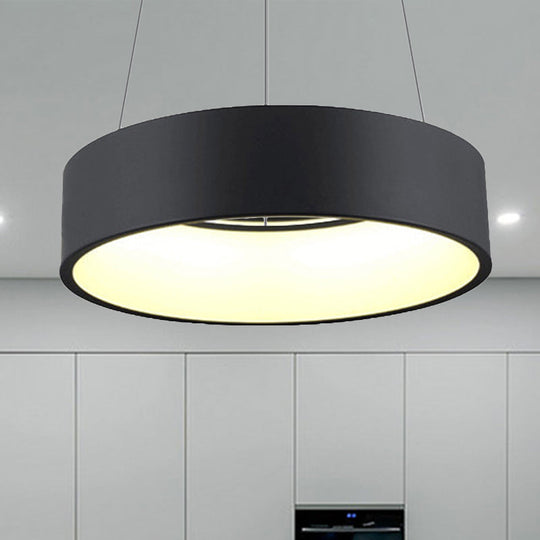 Minimalist Metal Ring Ceiling Light - 18/23.5/31.5 Dia White/Gray/Black Integrated Led Pendant