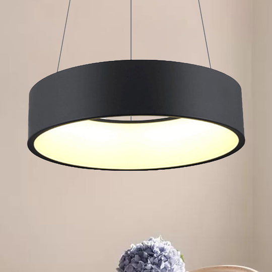 Minimalist Metal Ring Ceiling Light - 18/23.5/31.5 Dia White/Gray/Black Integrated Led Pendant