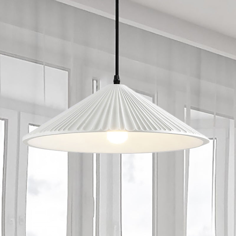 Modern Hat Ceiling Pendant Light Resin 1 Light 8’’/12.5’’/16’’ Dia Grey/White/Black White / 8’’