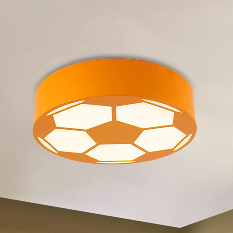 Kids Bedroom Acrylic Flat Football Ceiling Mount Light - Sports Theme Lamp Yellow / 18 White