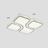 Minimalist Crystal Led Ceiling Flush Light For Bedroom - White Square Mount Lamp / 19.5