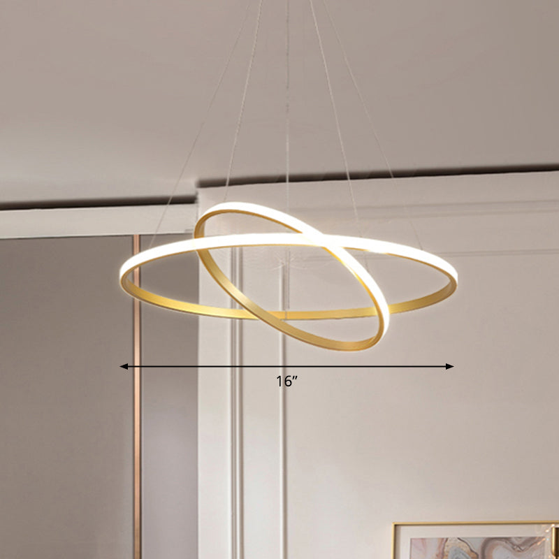 Aluminum Led Ring Chandelier - Perfect For Restaurant Lighting Gold / 2 Tiers 16