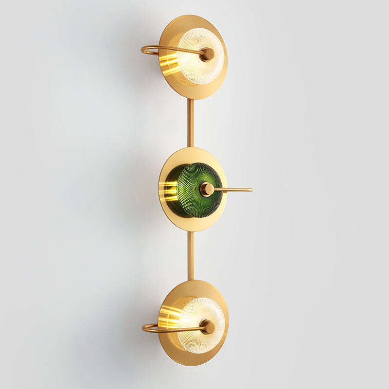 Postmodern Brushed Gold Glass Disc Wall Sconce - Mounted Lamp For Living Room
