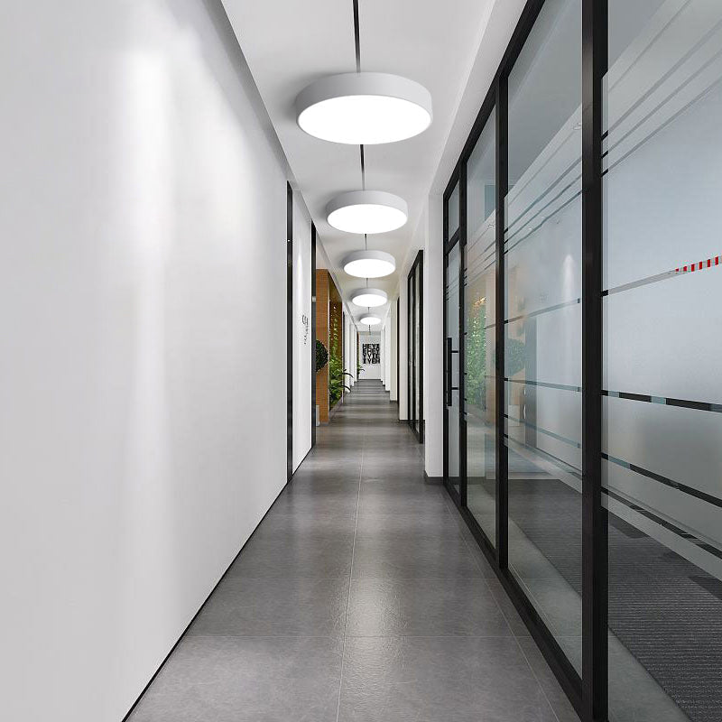 Simple Metal Round Flush Mount Ceiling Light With Led Ideal For Offices – Acrylic Diffuser