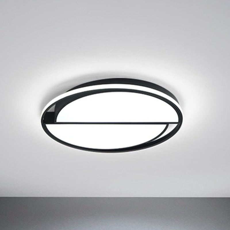 Black Led Flush Mount Half - Circle Acrylic Ceiling Lamp For Study Room