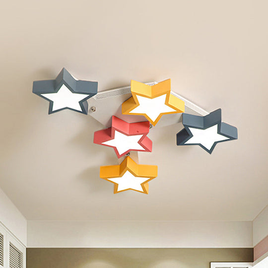 Stylish Acrylic Starry Flush Ceiling Light For Kids Bedroom - Nordic Style With Colorful Led
