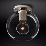 Modern Clear Glass Flush Mount Ceiling Light Fixture For Living Room In 3 Finishes
