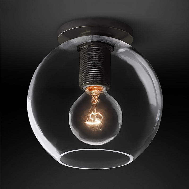 Modern Clear Glass Flush Mount Ceiling Light Fixture For Living Room In 3 Finishes