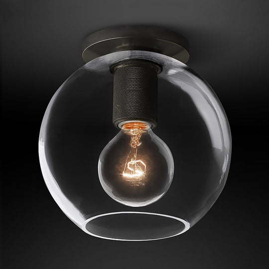 Modern Clear Glass Flush Mount Ceiling Light Fixture For Living Room In 3 Finishes