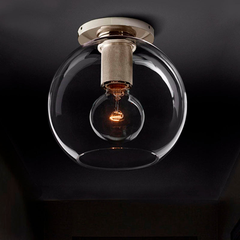 Modern Clear Glass Flush Mount Ceiling Light Fixture For Living Room In 3 Finishes