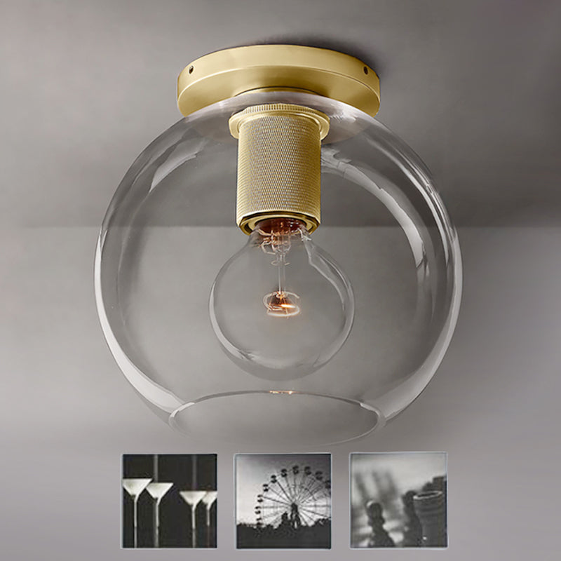 Modern Clear Glass Flush Mount Ceiling Light Fixture For Living Room In 3 Finishes