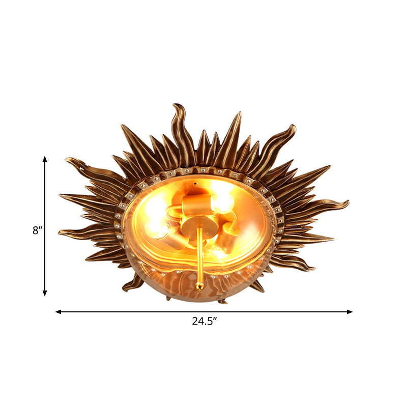 Dome Flush Ceiling Light: Traditional Clear Glass 3 - Bulb Aged Silver Design For Living Room