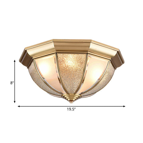 Tradition Glass Ceiling Light Fixture - Brass Hemisphere Flush Mount For Bedroom 16/19.5 Wide 3/4
