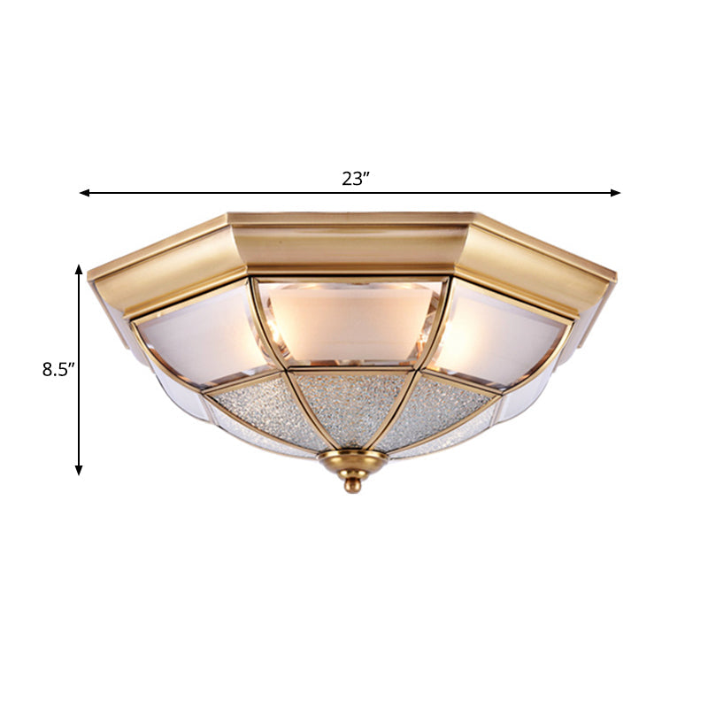 Traditional Water Glass Brass Cone Flush Mount Ceiling Light Fixture - 6/8/10 Bulbs Hallway Décor