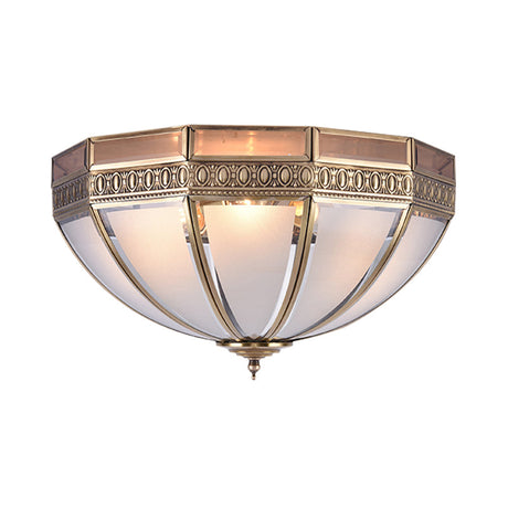 Traditional White Glass Dome Flush Mount Lamp With 3 Bulbs - Ideal Ceiling-Mounted Light For Living