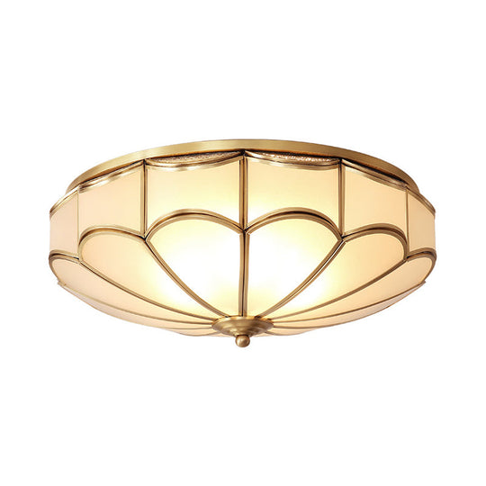 Traditional Opal Glass Dome Flush Mount Chandelier - 14’/18’ Wide 3/4 Bulbs Brass Ceiling