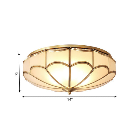 Traditional Opal Glass Dome Flush Mount Chandelier - 14’/18’ Wide 3/4 Bulbs Brass Ceiling