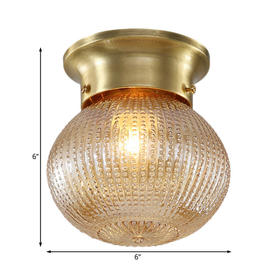 Traditional Prismatic Glass Globe Ceiling Mount Chandelier - Brass Finish 6’/7’ Wide 1 Bulb