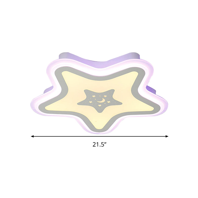 Modern Led Star Ceiling Light For Stairway Or Kindergarten - White Flush Mount With Acrylic Fixture