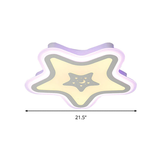 Modern Led Star Ceiling Light For Stairway Or Kindergarten - White Flush Mount With Acrylic Fixture