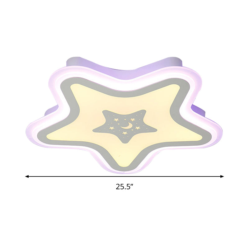 Modern Led Star Ceiling Light For Stairway Or Kindergarten - White Flush Mount With Acrylic Fixture