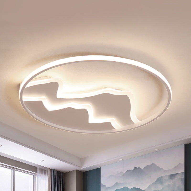 Modern Led Flushmount Ceiling Light In White - Acrylic Mountain Design For Living Room Or Hallway /