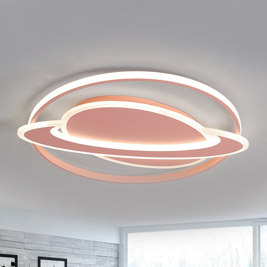 Contemporary Planet Ceiling Light: Stylish Acrylic Flush Mount For Bedrooms Pink / Warm