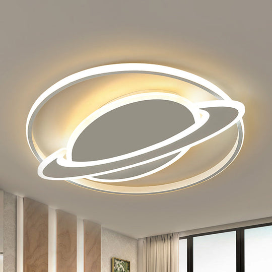 Contemporary Planet Ceiling Light: Stylish Acrylic Flush Mount For Bedrooms White / Warm