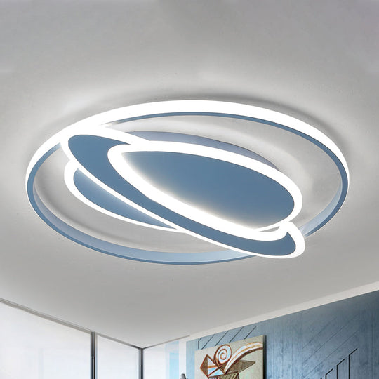 Contemporary Planet Ceiling Light: Stylish Acrylic Flush Mount For Bedrooms Blue / White